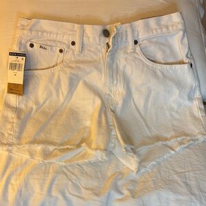 Ralph Lauren Cream Frayed Hem Shorts